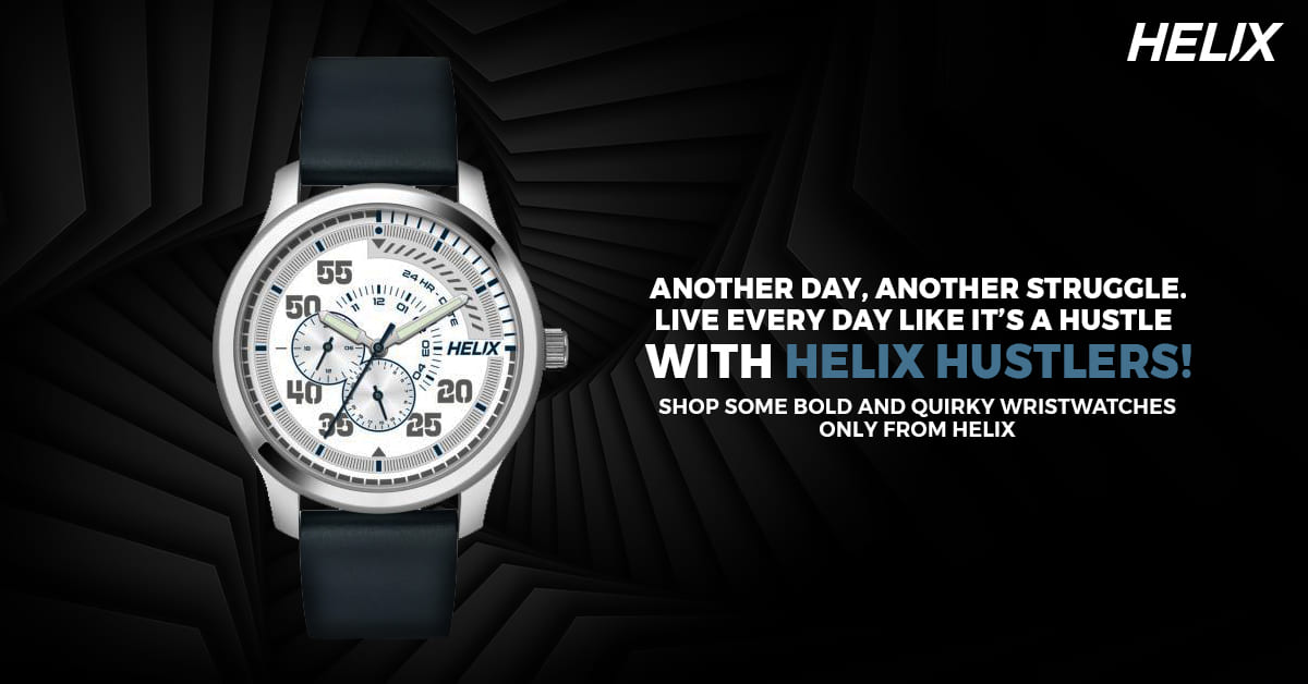 ANOTHER DAY, ANOTHER STRUGGLE. LIVE EVERY DAY LIKE IT’S A HUSTLE WITH HELIX HUSTLERS! SHOP SOME BOLD AND QUIRKY WRISTWATCHES ONLY FROM HELIX