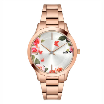 Helix By Timex Silver Round Analog Stainless Steel Watch Women -TW053HL07