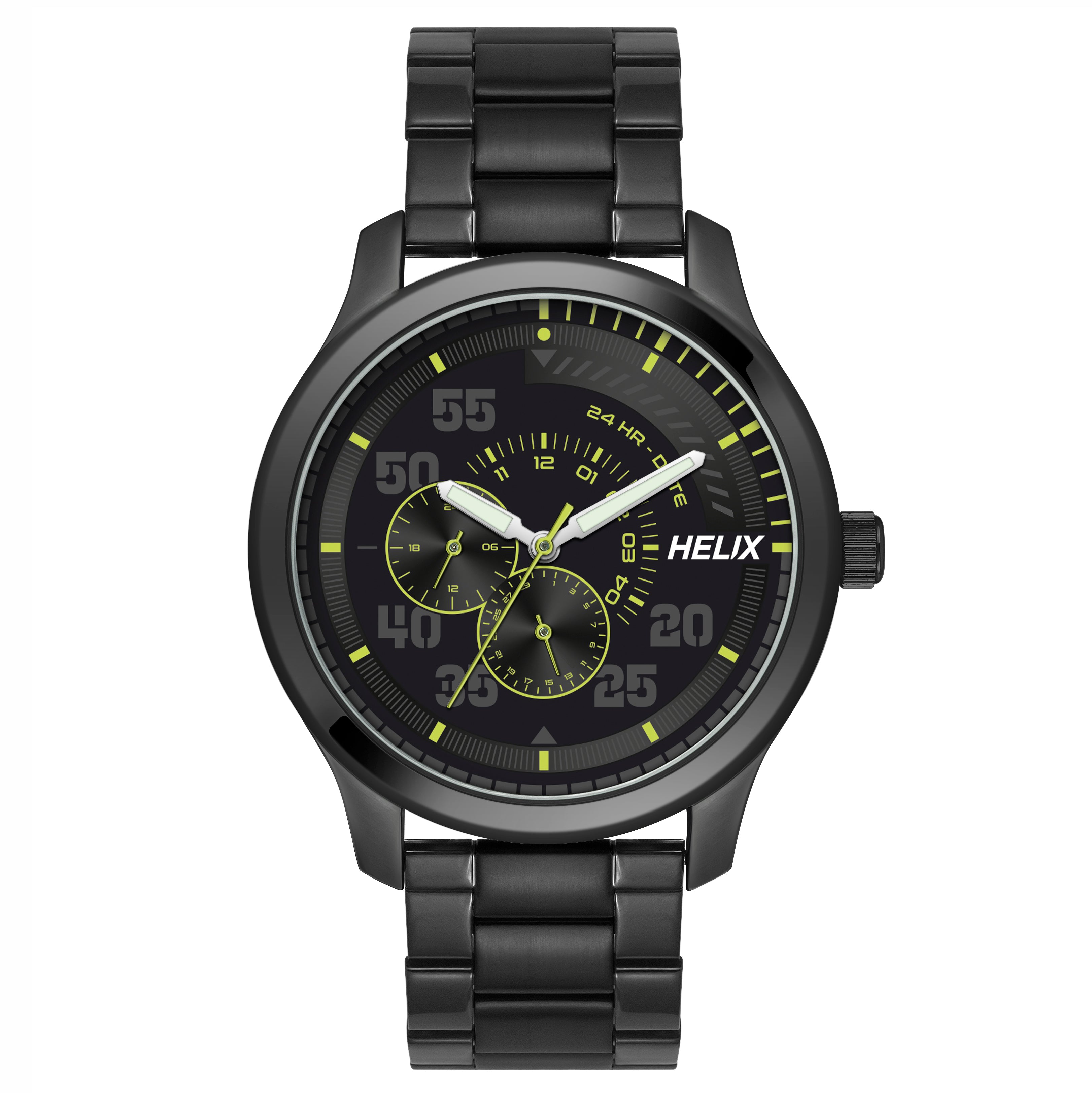 Helix By Timex Black Round Analog Stainless Steel Watch Men -TW043HG10
