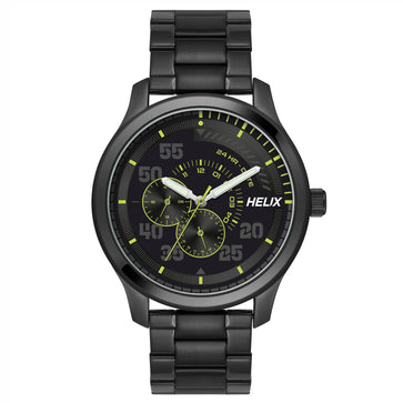 Helix By Timex Black Round Analog Stainless Steel Watch Men -TW043HG10
