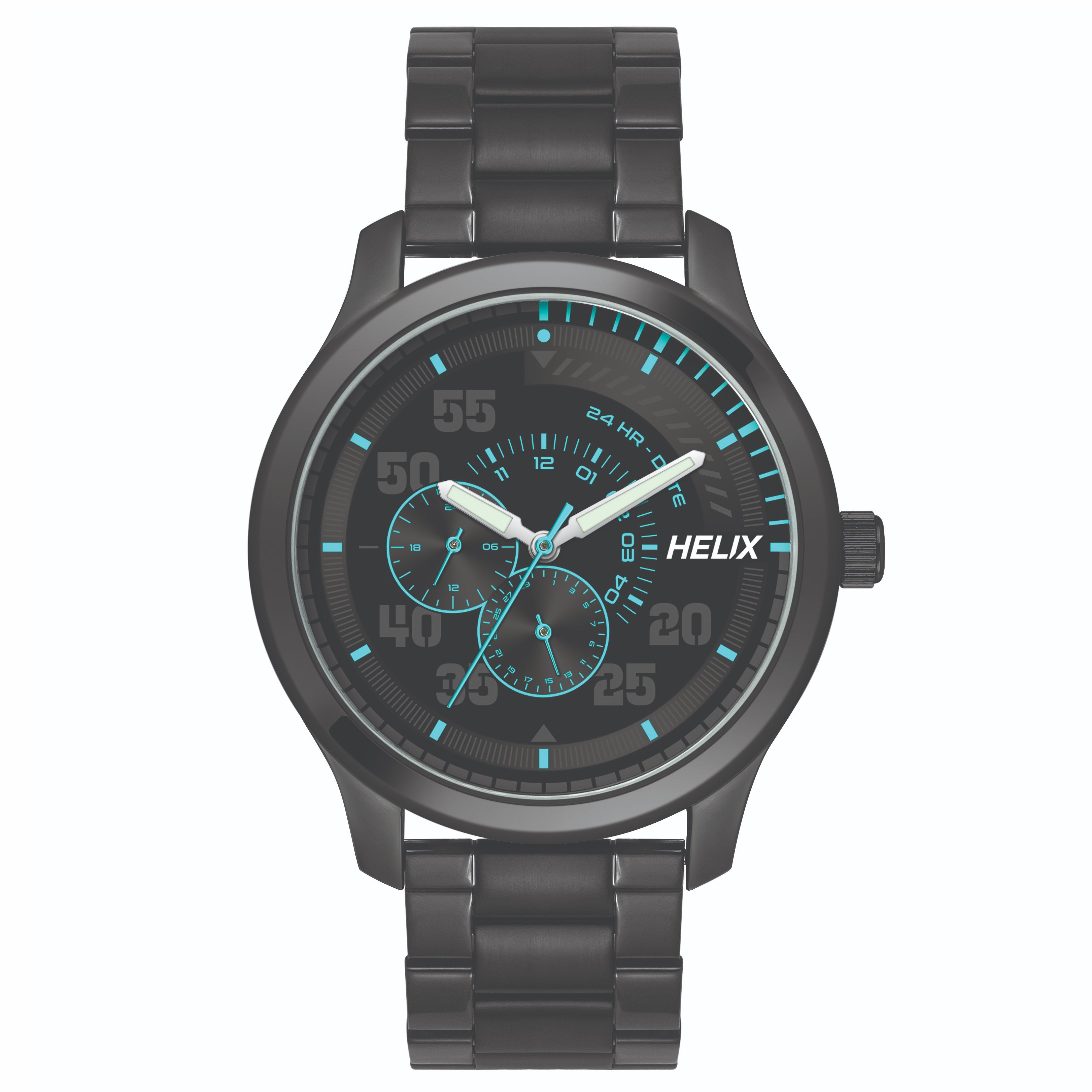 Helix By Timex Black Round Analog Stainless Steel Watch Men -TW043HG09