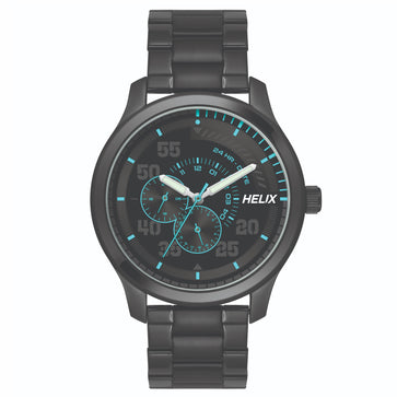 Helix By Timex Black Round Analog Stainless Steel Watch Men -TW043HG09