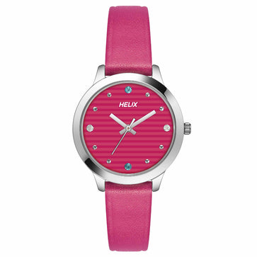 Helix By Timex Pink Round Analog Leather Watch Women -TW022HL20