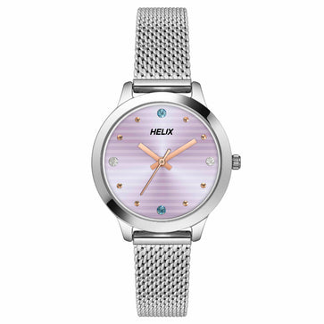 Helix By Timex Purple Round Analog Stainless Steel Watch Women -TW022HL21