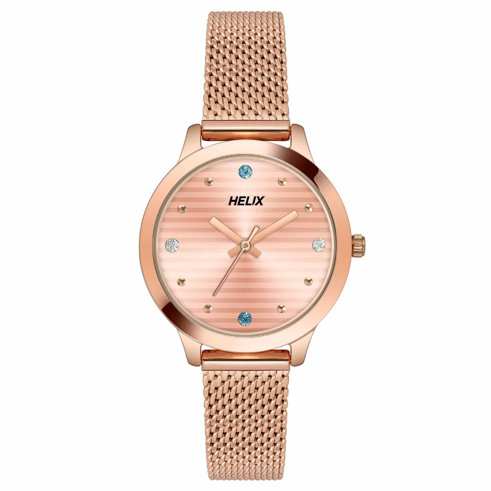 Helix By Timex Coral Round Analog Stainless Steel Watch Women -TW022HL23