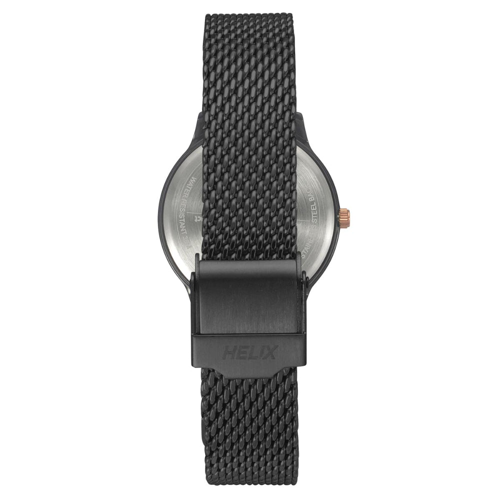 Helix By Timex Black Round Analog Stainless Steel Watch Women -TW022HL24