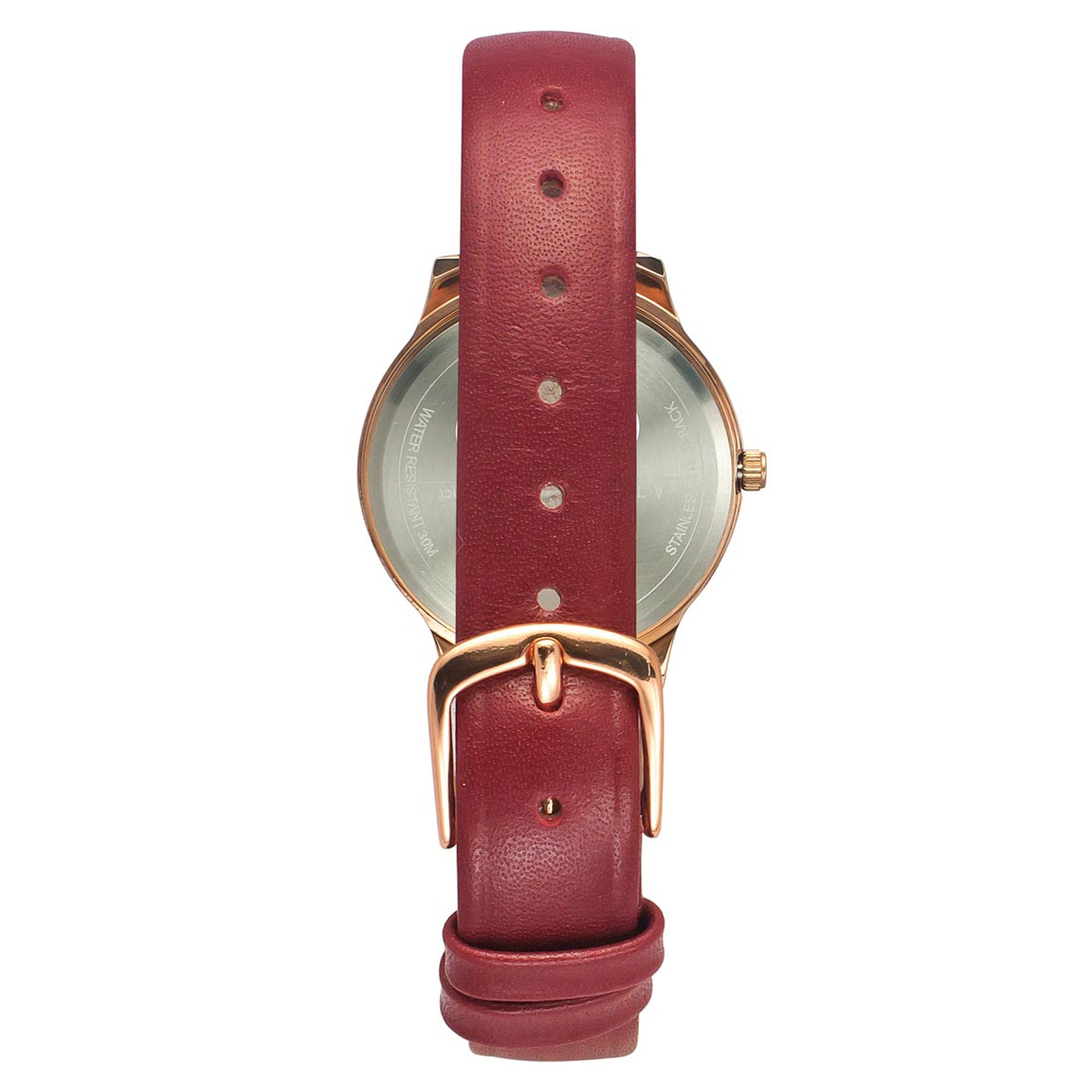 Helix By Timex Maroon Round Analog Leather Watch Women -TW022HL31