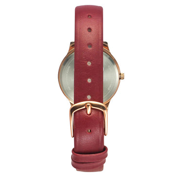 Helix By Timex Maroon Round Analog Leather Watch Women -TW022HL31
