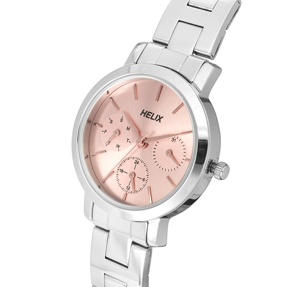 Helix By Timex Pink Round Analog Stainless Steel Watch Women -TW024HL36