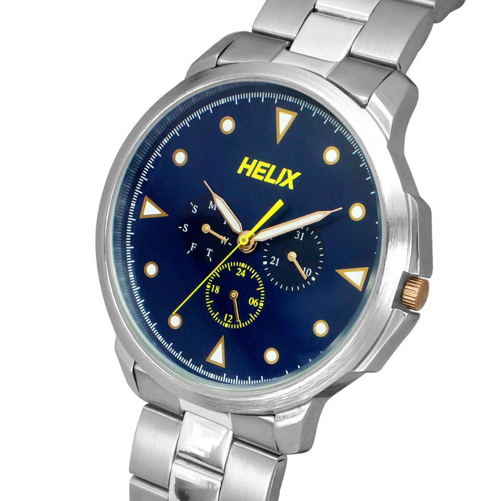 Helix By Timex Blue Round Analog Stainless Steel Watch Men -TW027HG33