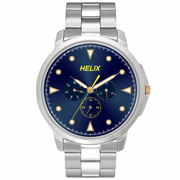 Helix By Timex Blue Round Analog Stainless Steel Watch Men -TW027HG33