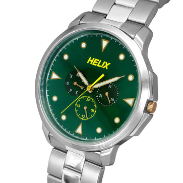 Helix By Timex Green Round Analog Stainless Steel Watch Men -TW027HG34