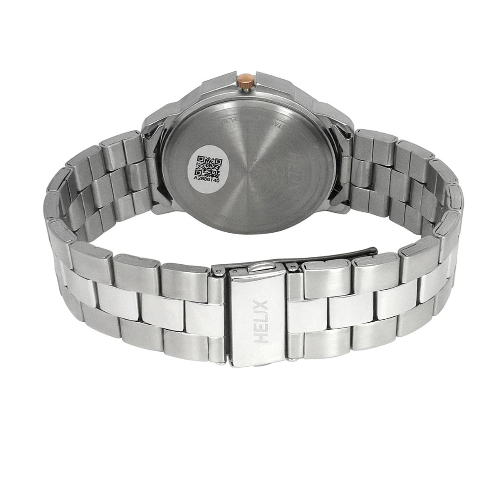 Helix By Timex Silver Round Analog Stainless Steel Watch Men -TW027HG35