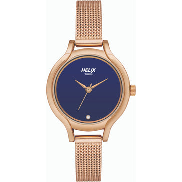 Helix By Timex Blue Round Analog Stainless Steel Watch Women -TW027HL13