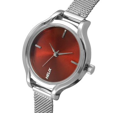 Helix By Timex Red Round Analog Stainless Steel Watch Women -TW027HL21