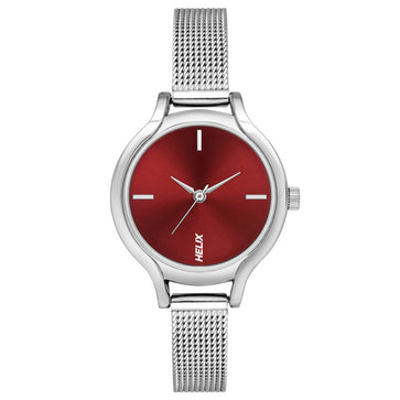 Helix By Timex Red Round Analog Stainless Steel Watch Women -TW027HL21