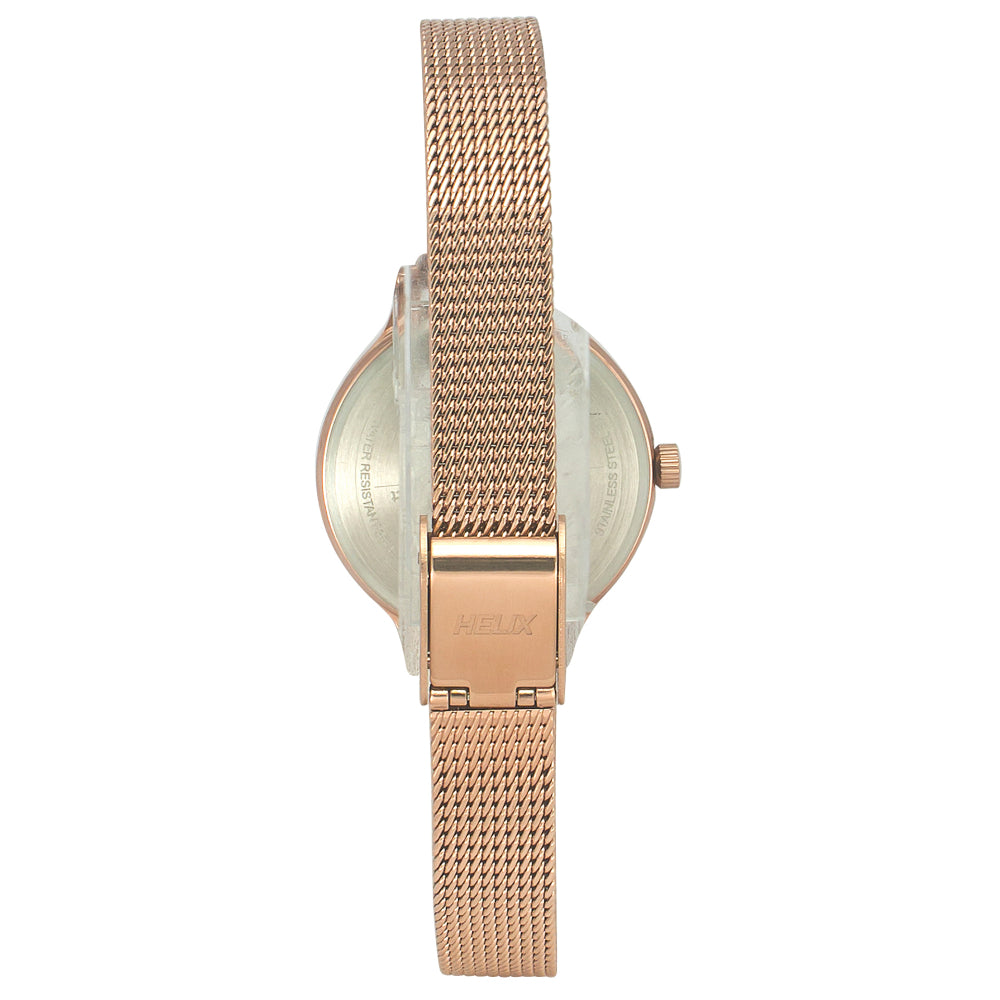 Helix By Timex Silver Round Analog Stainless Steel Watch Women -TW027HL22