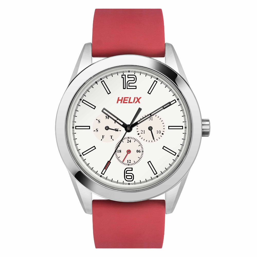 Helix By Timex White Round Analog Silicone Watch Men -TW031HG18