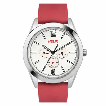 Helix By Timex White Round Analog Silicone Watch Men -TW031HG18