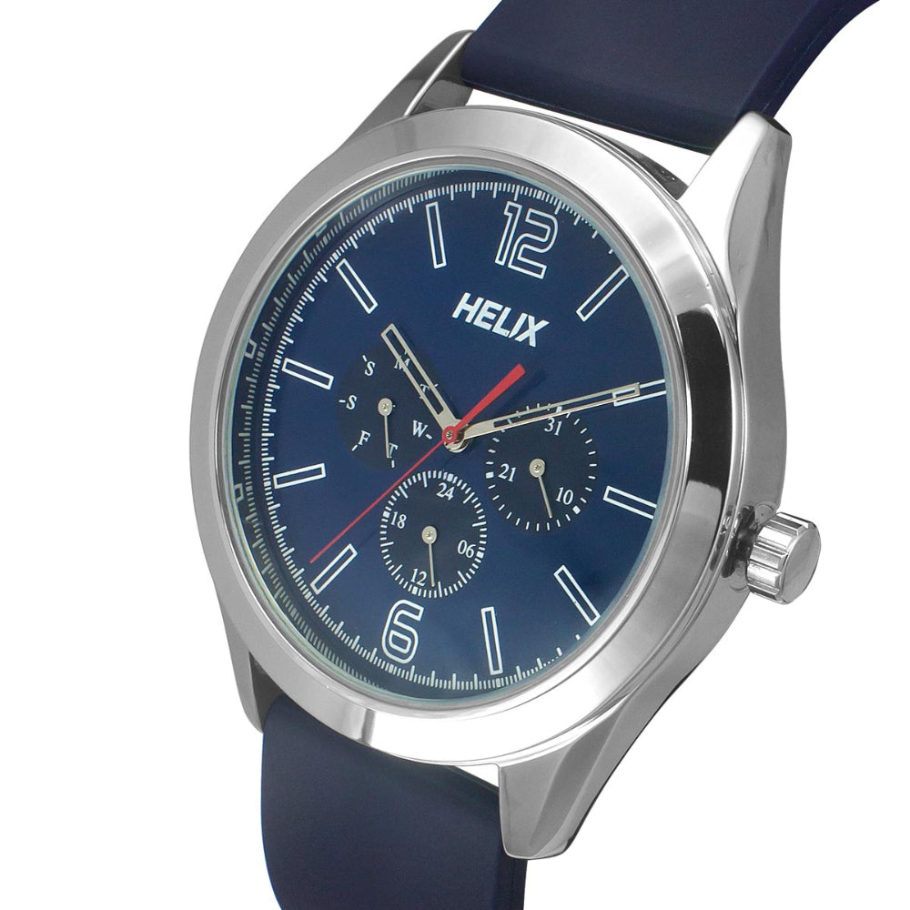 Helix By Timex Blue Round Analog Silicone Watch Men -TW031HG19