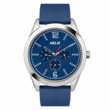 Helix By Timex Blue Round Analog Silicone Watch Men -TW031HG19