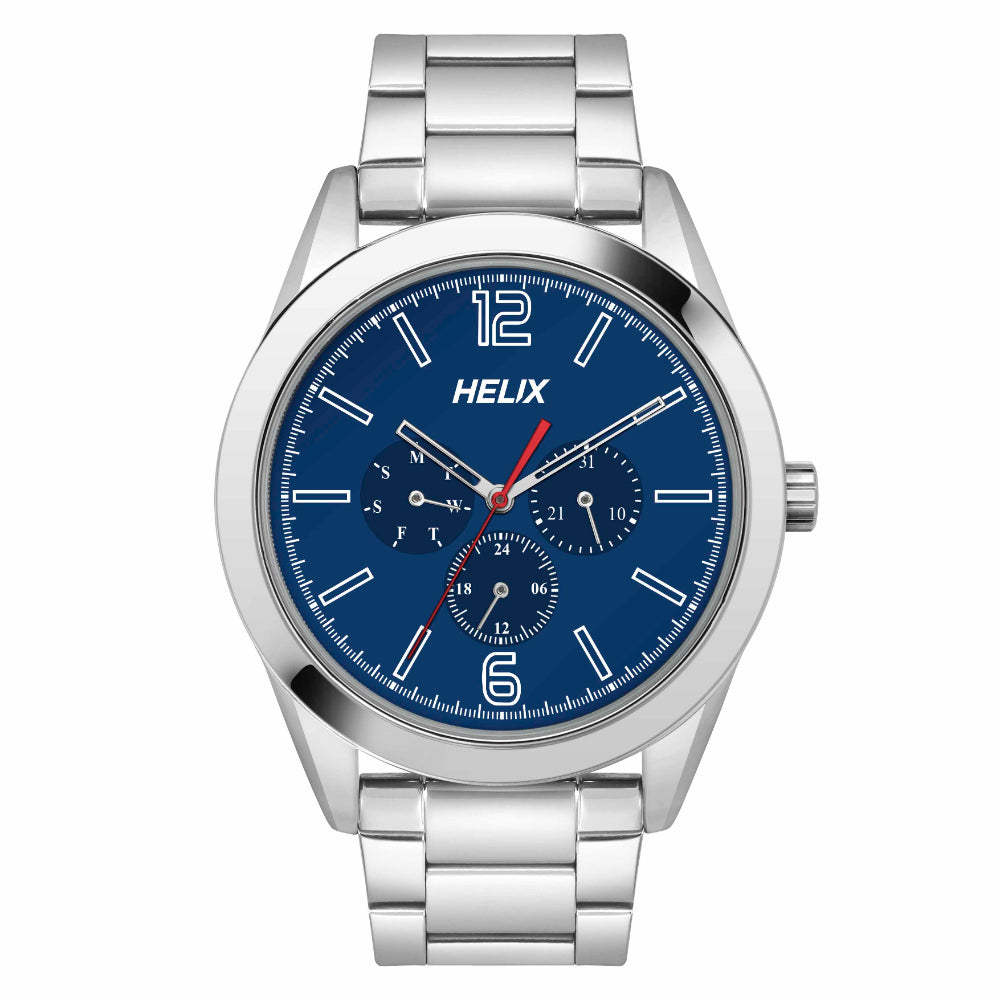 Helix By Timex Blue Round Analog Stainless Steel Watch Men -TW031HG20
