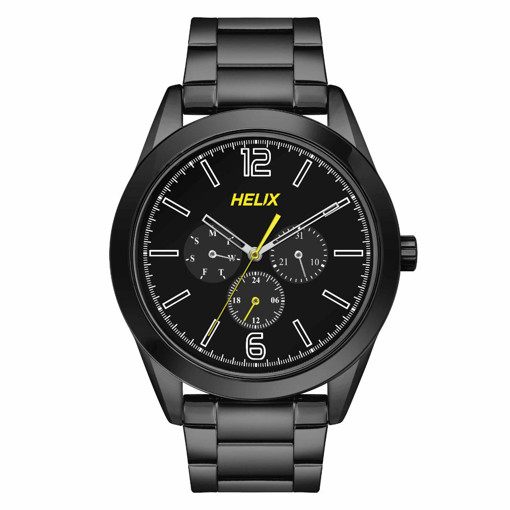 Helix By Timex Black Round Analog Stainless Steel Watch Men -TW031HG22