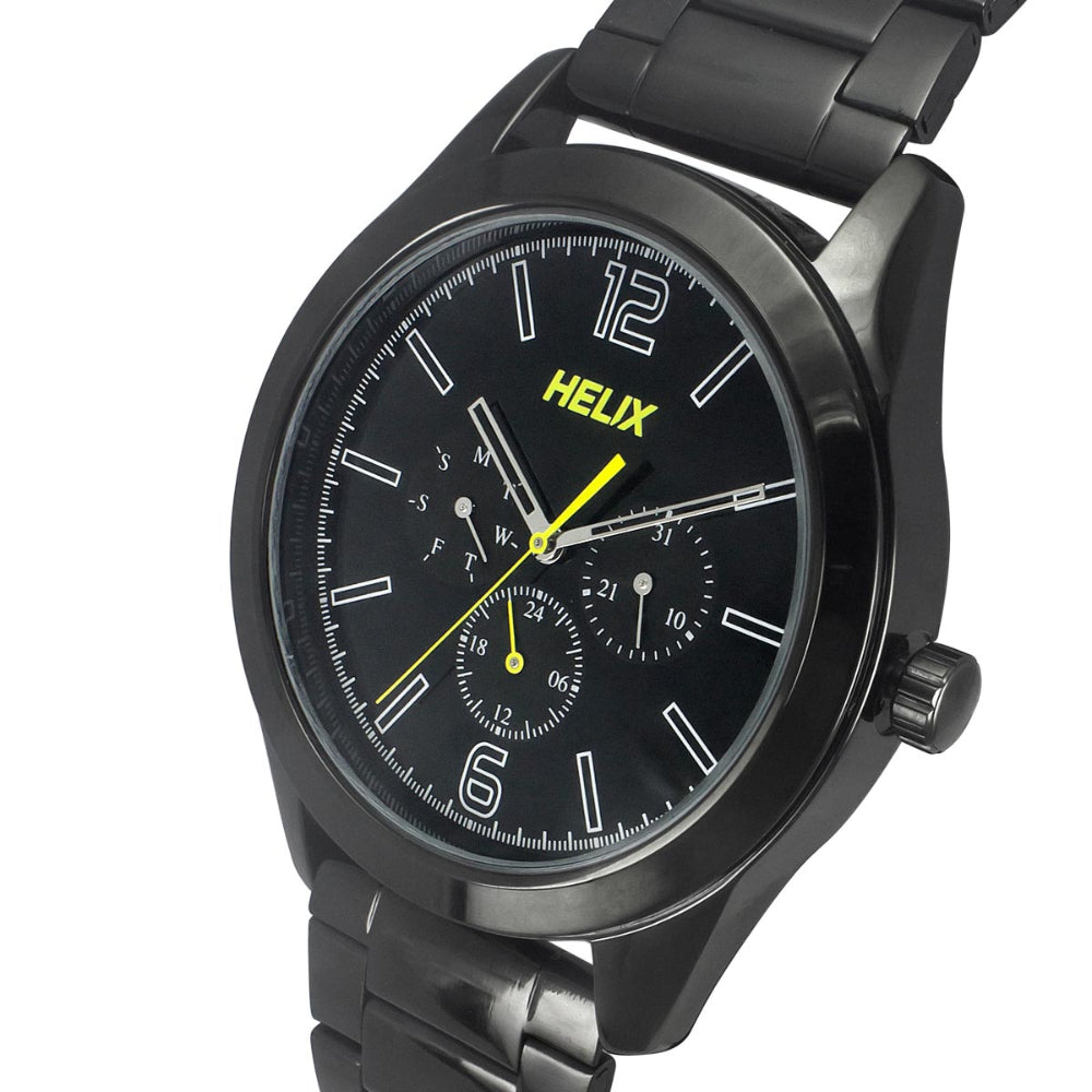 Helix By Timex Black Round Analog Stainless Steel Watch Men -TW031HG22