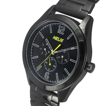Helix By Timex Black Round Analog Stainless Steel Watch Men -TW031HG22
