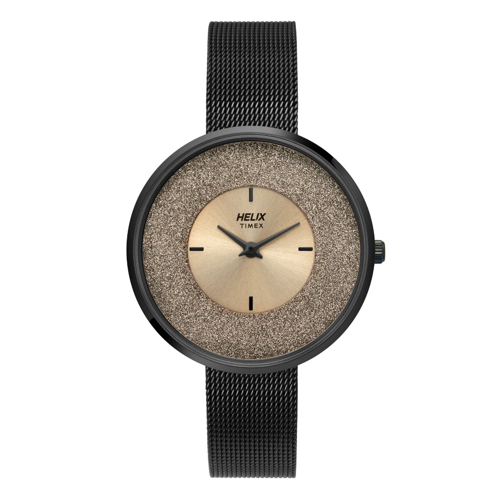 Helix By Timex Rose Gold Round Analog Stainless Steel Watch Women -TW031HL11