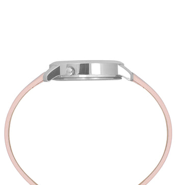 Helix By Timex Silver Round Analog Leather Watch Women -TW032HL32