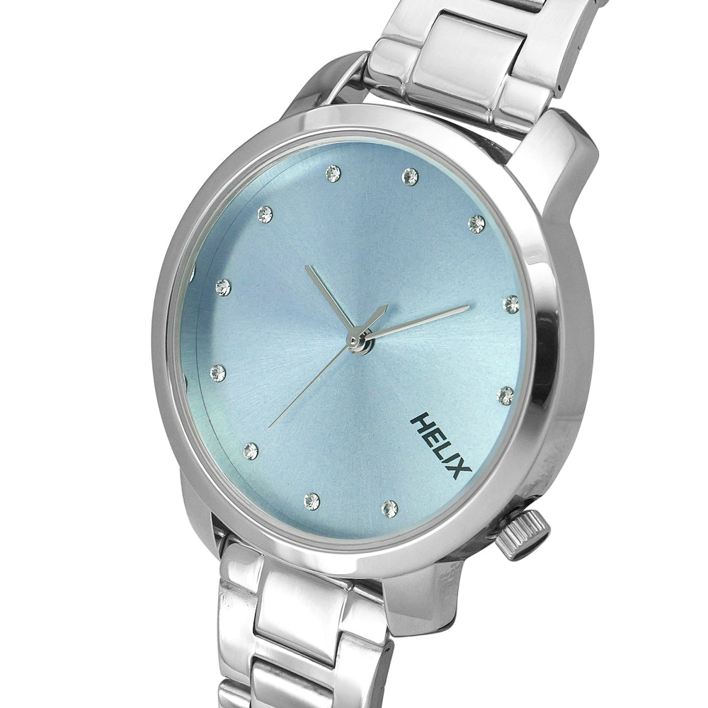 Helix By Timex Blue Round Analog Stainless Steel Watch Women -TW032HL33