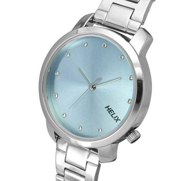 Helix By Timex Blue Round Analog Stainless Steel Watch Women -TW032HL33