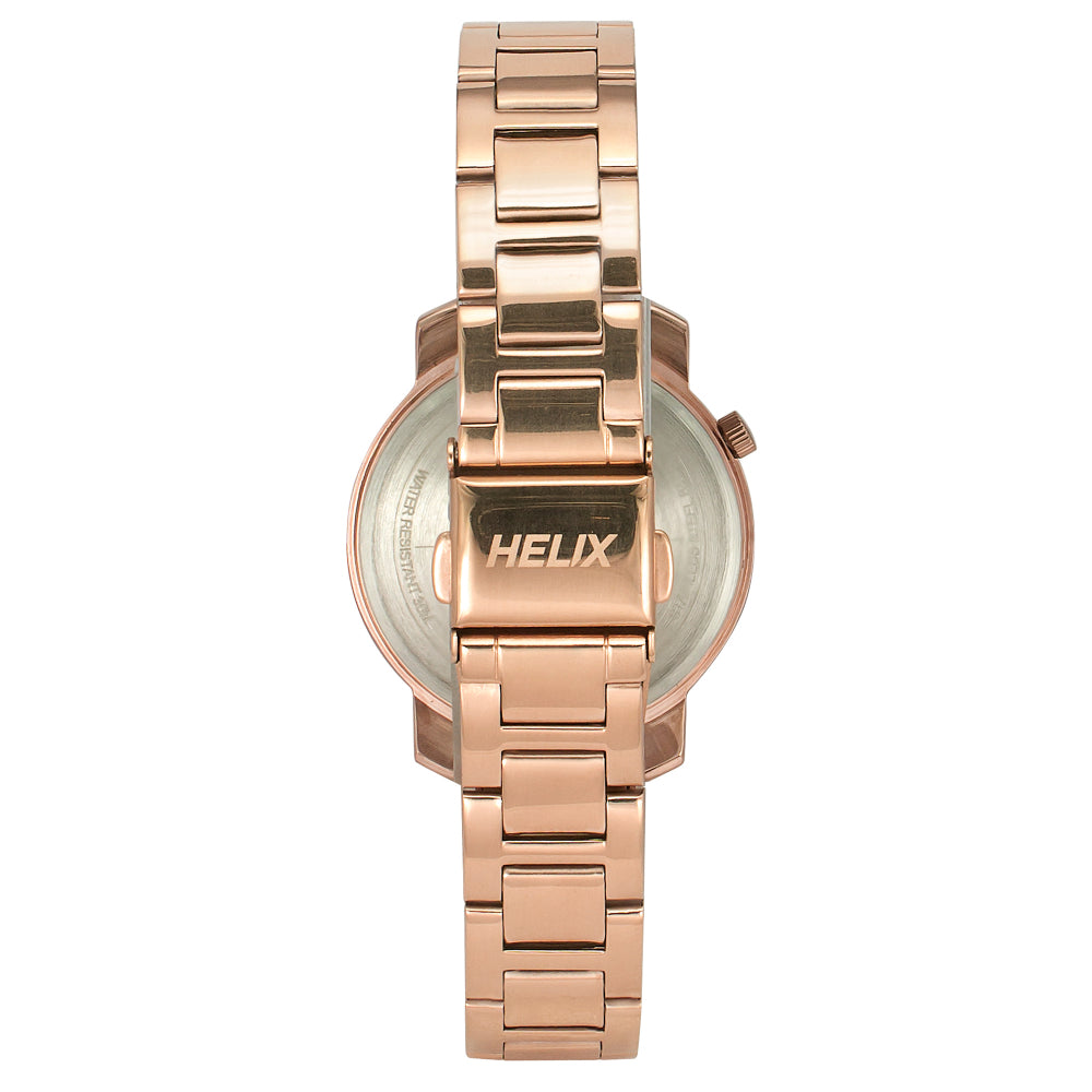 Helix By Timex Silver Round Analog Stainless Steel Watch Women -TW032HL34