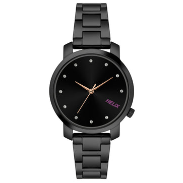 Helix By Timex Black Round Analog Stainless Steel Watch Women -TW032HL35