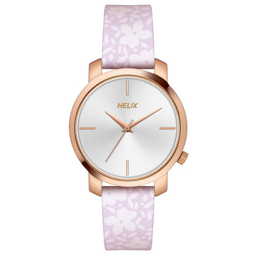 Helix By Timex Silver Round Analog Leather Watch Women -TW032HL40