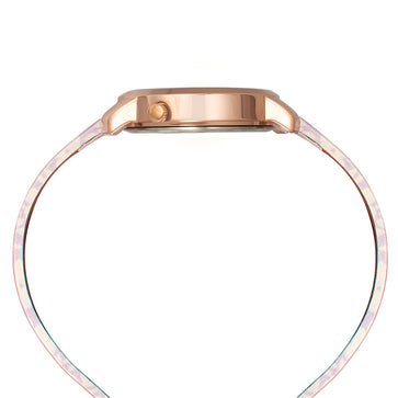 Helix By Timex Silver Round Analog Leather Watch Women -TW032HL40