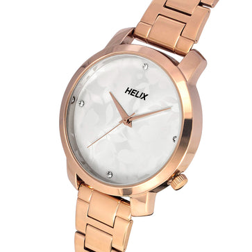 Helix By Timex Silver Round Analog Stainless Steel Watch Women -TW032HL41