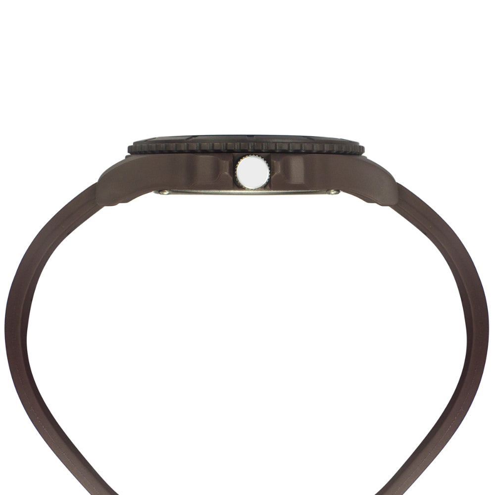 Helix By Timex Black/Brown Round Analog Silicone Watch Men -TW033HG19