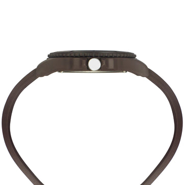 Helix By Timex Black/Brown Round Analog Silicone Watch Men -TW033HG19