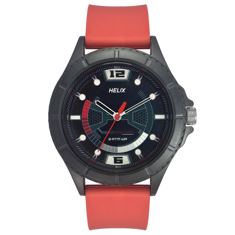 Helix By Timex Black Round Analog Silicone Watch Men -TW033HG20