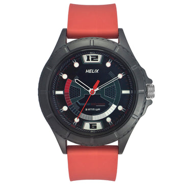 Helix By Timex Black Round Analog Silicone Watch Men -TW033HG20