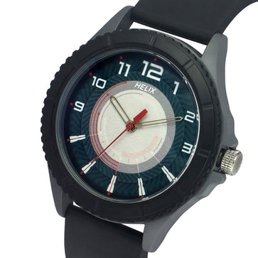 Helix By Timex Black/Grey Round Analog Silicone Watch Men -TW033HG22