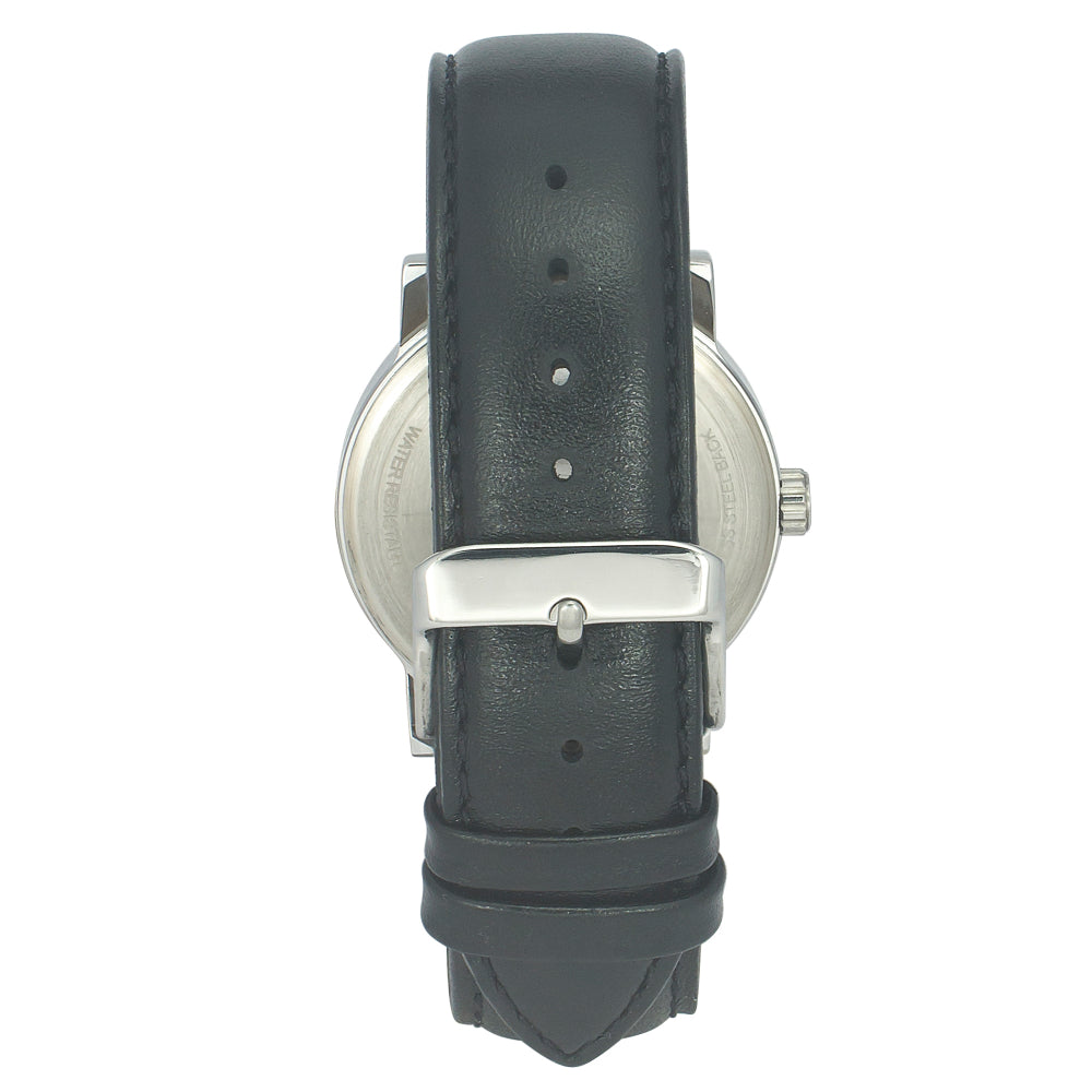 Helix By Timex Black Round Analog Leather Watch Men -TW035HG07