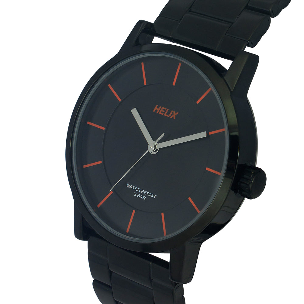 Helix By Timex Black Round Analog Stainless Steel Watch Men -TW035HG10