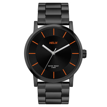Helix By Timex Black Round Analog Stainless Steel Watch Men -TW035HG10