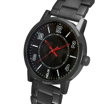 Helix By Timex Black Round Analog Stainless Steel Watch Men -TW035HG12
