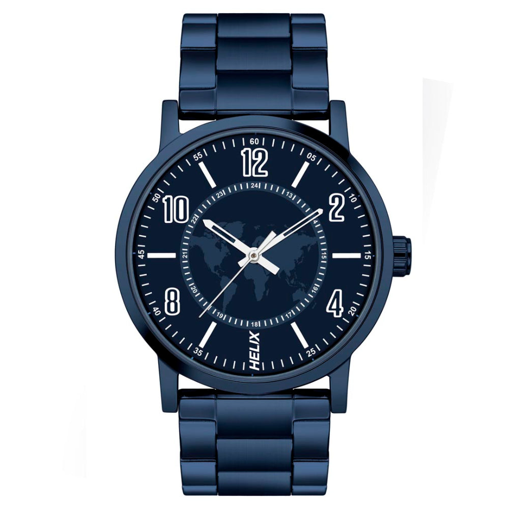 Helix By Timex Blue Round Analog Stainless Steel Watch Men -TW035HG13