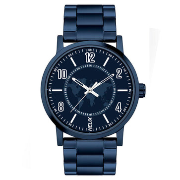 Helix By Timex Blue Round Analog Stainless Steel Watch Men -TW035HG13