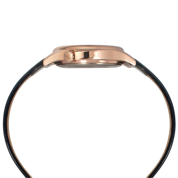 Helix By Timex Black Round Analog Leather Watch Women -TW037HL12